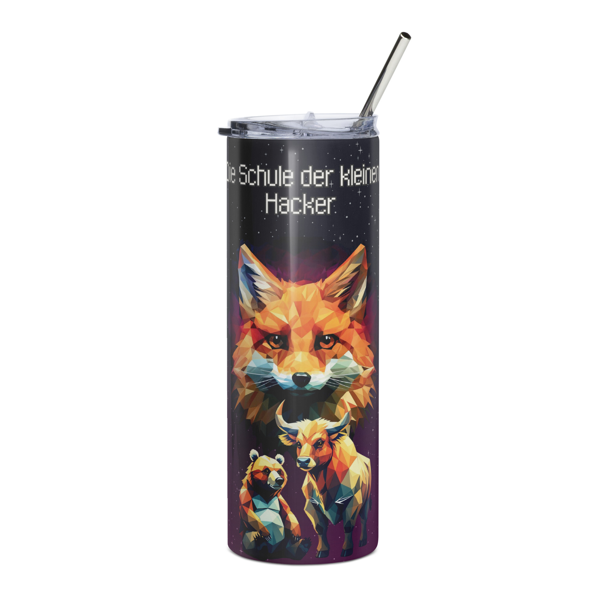 Edelstahl-Tumbler zu „Die Schule der kleinen Hacker – Abenteuer im Krypto-Universum“ | Felix, Bär & Stier | 600 ml
